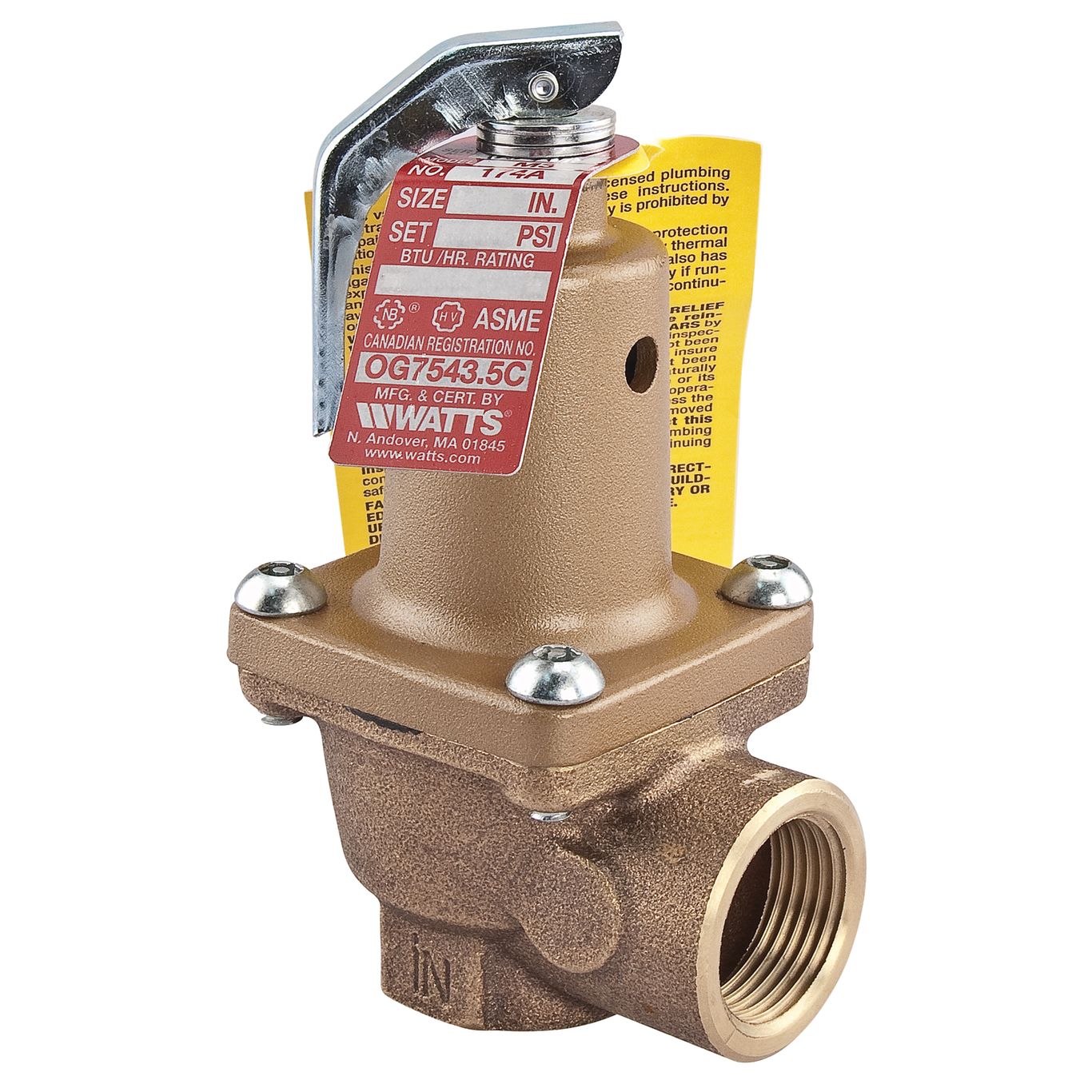 Watts 0274598 174A 3/4" 75P.S.I. Pressure relief Valve 
