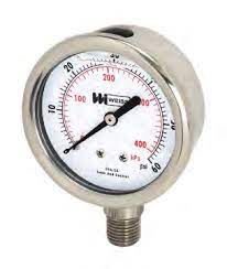 Weiss Instruments LF-251-060-4L 0-60PSI Liquid Filled Pressure 2 1/2" 1/4" Bottom Outlet. 