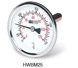 Weiss Instruments HWBM25 2 1/2" Hot Water Bimetal 32-250 F&C 1/2" NPT Well 