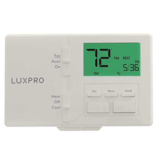 Lux P721-010 7 Day, 5/2-day Programming or Non-Programmable Thermostat, Horizontal Mount (2 Heat - 1 Cool) 