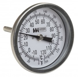 Weiss Instruments 3RBM4-1000 Thermometer 3" Face 200-1000 Degree F&C 4" 1/2"NPT Stem 